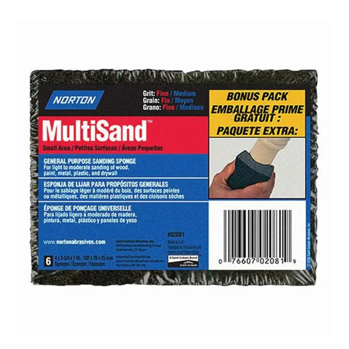 4" x 2-3/4" x 1" MultiSand Fine/Med Sponge 6Pk