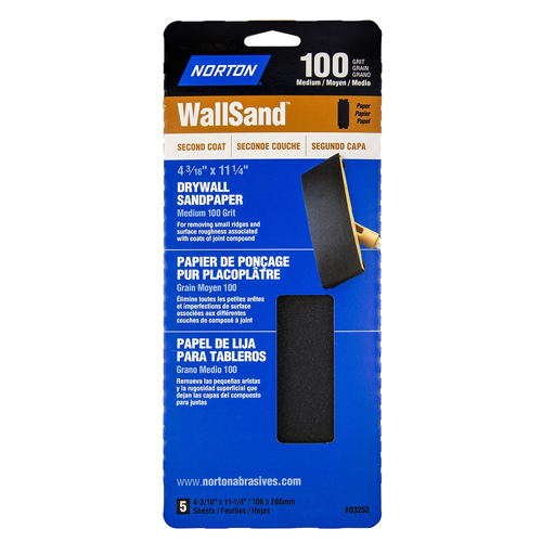 4-3/16" x 11" 100 Grit WallSand Paper Cut Sheets 5Pk