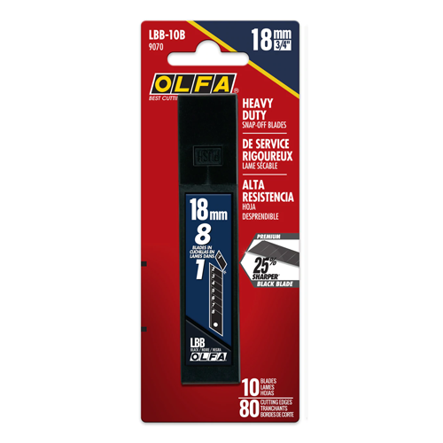 Olfa LBB-10B 18mm 8Pt Ultrasharp Black Snap Off Blade 10Pk