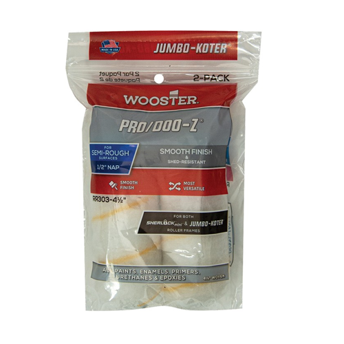 Wooster 4-1/2" Jumbo-Koter Pro/Doo-Z 1/2" Nap Mini Roller Cover 2Pk