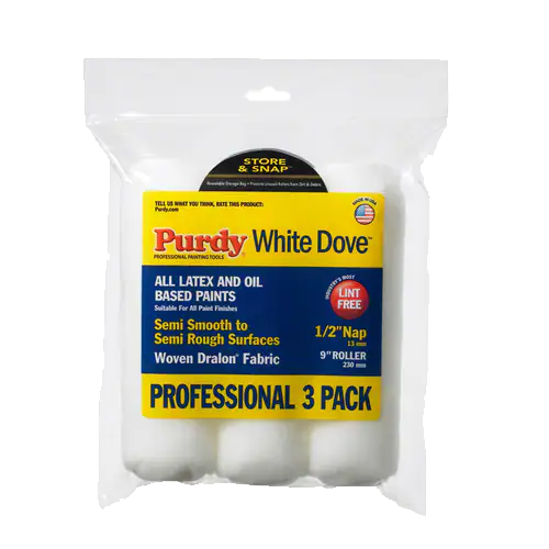 Purdy 9" White Dove 1/2" Nap Roller Cover 3Pk