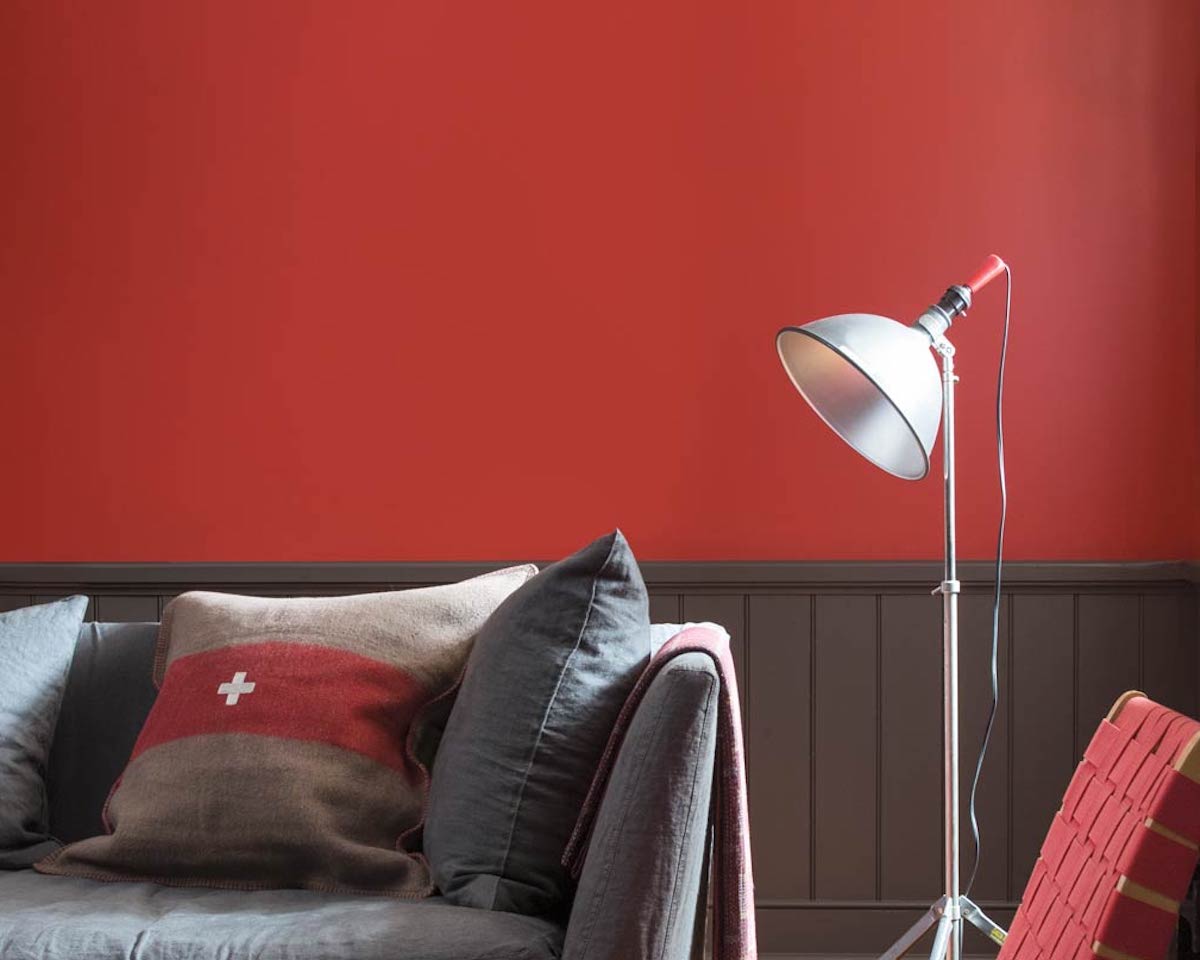 King's Red paint color on living room walls.