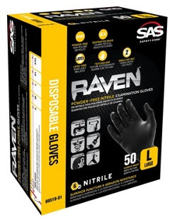 SAS Raven Nitrile Disposable Gloves — 50 Count
